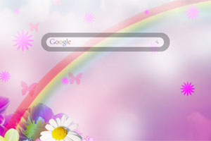 Rainbow and flowers